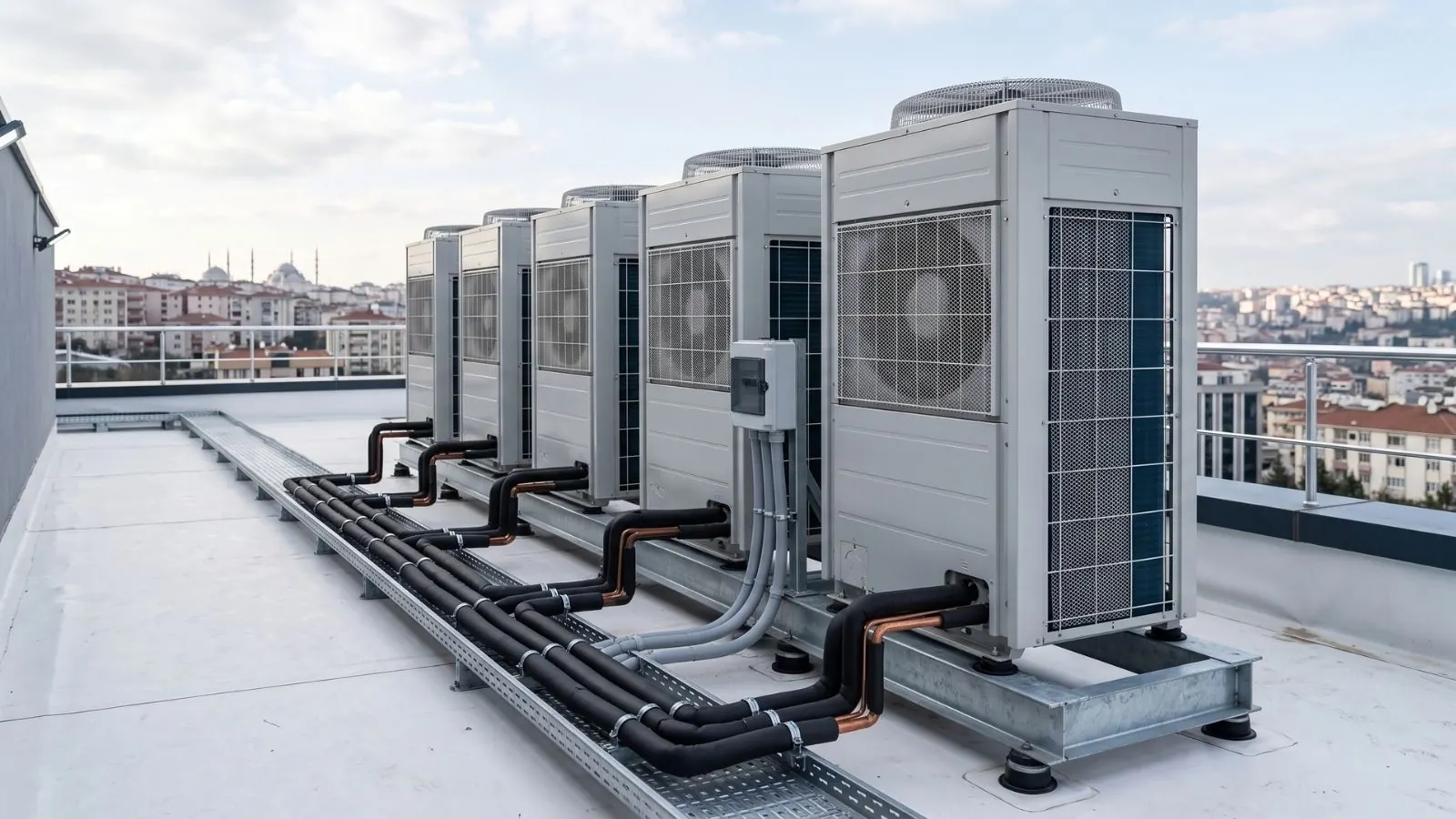 VRF montajında dış ünite yerleşimi, titreşim takozları ve borulama güzergâhı
