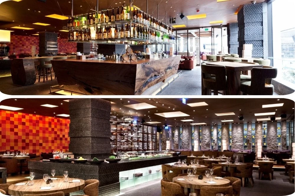 Zuma Restaurant İstinyePark yemek alanı ve açık mutfak görünümü